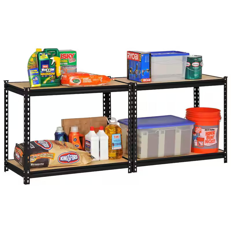 4-Tier Heavy Duty Steel Shelving Unit in Black L3197